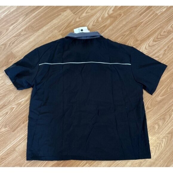 Iefiel Bowling Shirt Mens Short Sleeve Black Grey Size 2XL Lightweight - Picture 7 of 7